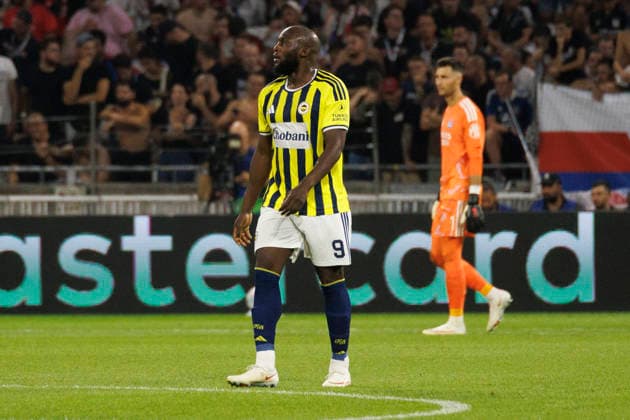 Romelu Lukaku seen during UEFA Champions League play off qualifying game between teams of Olympique Lyon and Fenerbahce SK (Quentin Montiel-Font Ball Raw Images) DÃ cines-Charpieu Groupama Stadium France Copyright: xQuentinxMontiel-Fontx quentinmontielfont_lyon_fenerbahce_2627-10-2
