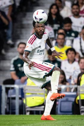 MADRID, SPAIN - AUGUST 26: Vinicius Junior of Real Madrid controls the ball during the LaLiga EA Sports football match between Real Madrid and Real Sociedad at Estadio Santiago Bernabeu on August 26, 2026 in Madrid, Spain. (Photo by Ricardo Nogueira Sports Press Photo) Copyright: xRicardoxNogueira SportsxPressxPhotox Sportspressphoto_SPR216550