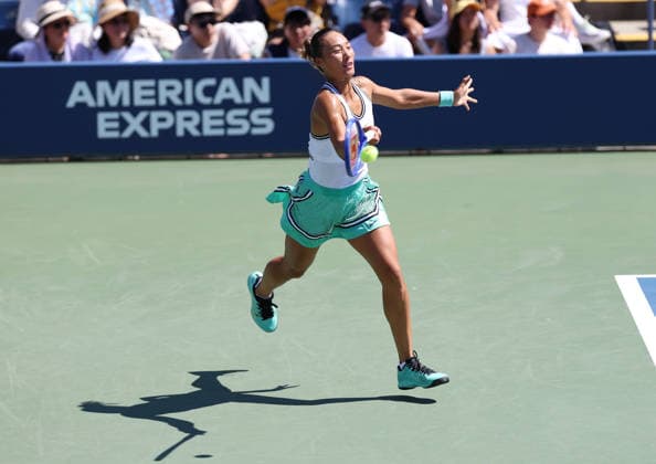 August 26, 2026, New York City, New York, USA: QINWEN ZHENG of China during the match against C, Burel of France in the second round womenÃ¢â‚¬â ¢s qualifying singles of US Open. New York, USA. Zheng 6:1, 7:5. Tennis: US Open - Qinwen Zheng 6:1, 7:5  - ZUMAc278 20260826_zsp_c278_012 Copyright: xMarcinxCholewinskix