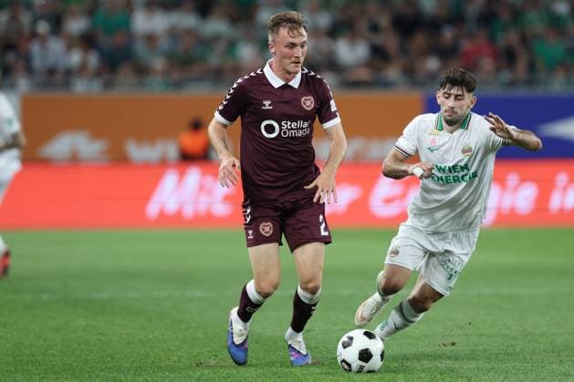 26.August.2026 - SOCCER - 2026 27 UEFA Conference League Play-offs, 2nd Leg, SK Rapid Wien vs Heart of Midlothian FC Christian Borchgrevink (Hearts) is in action VIENNA VIENNA, AUSTRIA Allianz Stadion SK Rapid Wien Allianz Stadion AUSTRIA Copyright: xYigitxOermex xPsxImagesxYigitxOermex xPsxImagesx