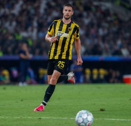 AEK Athens v PFC Levski Sofia UEFA Champions League Barnabás Varga of AEK Athens during the UEFA Champions League Play-Off Second Leg match at AEK Arena, Athens 26 08 2026 UK Newspapers OUT Copyright: xYannisxHalasx FIL-23829-0087
