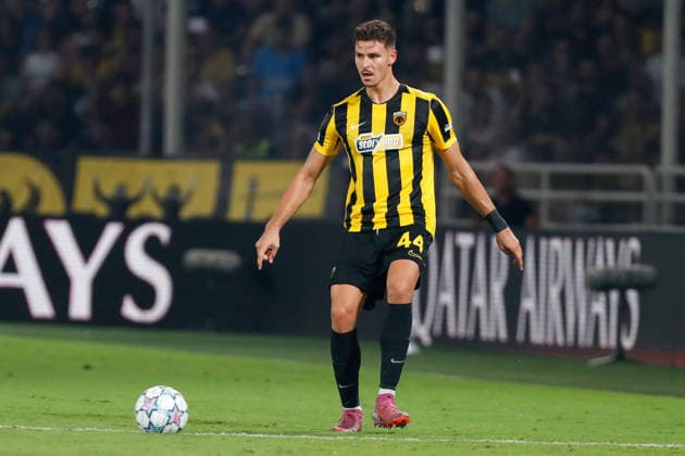 AEK Athens v PFC Levski Sofia UEFA Champions League Filipe Relvas of AEK Athens during the UEFA Champions League Play-Off Second Leg match at AEK Arena, Athens 26 08 2026 UK Newspapers OUT Copyright: xYannisxHalasx FIL-23829-0090