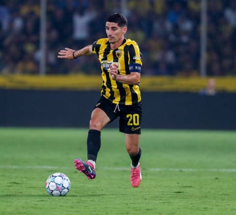 AEK Athens v PFC Levski Sofia UEFA Champions League Petros Mantalos of AEK Athens during the UEFA Champions League Play-Off Second Leg match at AEK Arena, Athens 26 08 2026 UK Newspapers OUT Copyright: xYannisxHalasx FIL-23829-0097