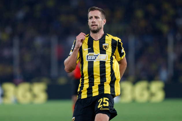 AEK Athens v PFC Levski Sofia UEFA Champions League Barnabás Varga of AEK Athens during the UEFA Champions League Play-Off Second Leg match at AEK Arena, Athens 26 08 2026 UK Newspapers OUT Copyright: xYannisxHalasx FIL-23829-0110