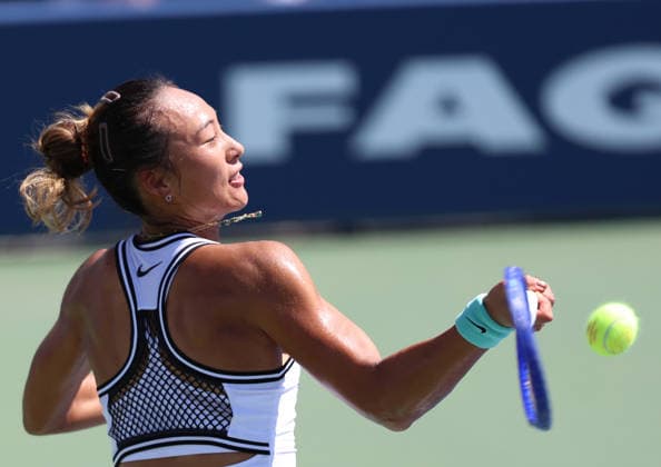 August 26, 2026, New York City, New York, USA: QINWEN ZHENG of China during the match against C, Burel of France in the second round womenÃ¢â‚¬â ¢s qualifying singles of US Open. New York, USA. Zheng 6:1, 7:5. New York City USA - ZUMAc278 20260826_zsp_c278_007 Copyright: xMarcinxCholewinskix