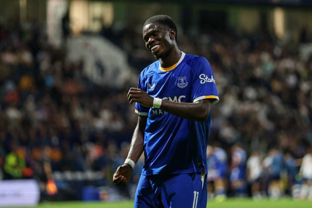 26th August 2026; Deepdale, Preston, England; Carabao Cup Football, Preston North End versus Everton; Thierno Barry of Everton celebrates after scoring in the 59th minute to make the score 0-2 AidanxHunter