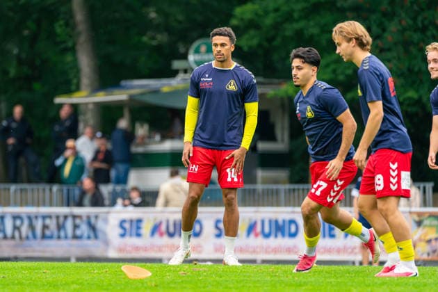 Lamine Diop (SV Atlas Delmenhorst, 14), Deutschland: Fussball, Regionalliga Nord, Saison 2026 27, 5. Spieltag, 26.08.2026, SV Atlas Delmenhorst vs BSV Kickers Emden, Stadion an der Düsternortstraße (Delmenhorst, Niedersachsen) Copyright: xLeonxFrickx