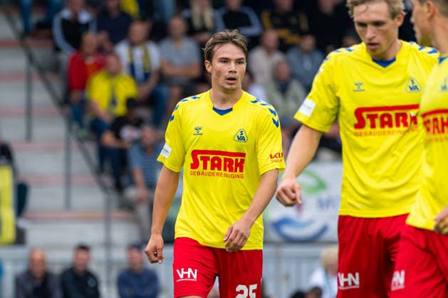 Niklas Tepe (SV Atlas Delmenhorst, 25), Deutschland: Fussball, Regionalliga Nord, Saison 2026 27, 5. Spieltag, 26.08.2026, SV Atlas Delmenhorst vs BSV Kickers Emden, Stadion an der Düsternortstraße (Delmenhorst, Niedersachsen) Copyright: xLeonxFrickx