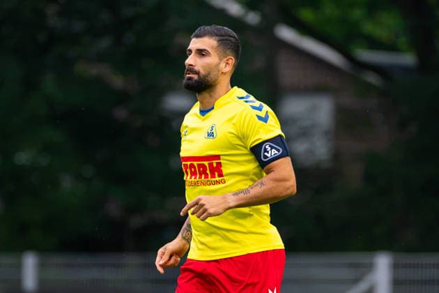 Ibrahim Temin (SV Atlas Delmenhorst, 5), Deutschland: Fussball, Regionalliga Nord, Saison 2026 27, 5. Spieltag, 26.08.2026, SV Atlas Delmenhorst vs BSV Kickers Emden, Stadion an der Düsternortstraße (Delmenhorst, Niedersachsen) Copyright: xLeonxFrickx