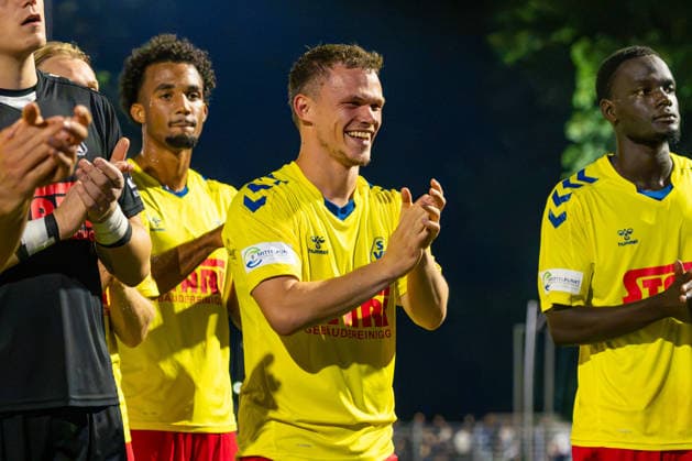 Tobias Fagerström (SV Atlas Delmenhorst, 9) Freude, Lachen, Deutschland: Fussball, Regionalliga Nord, Saison 2026 27, 5. Spieltag, 26.08.2026, SV Atlas Delmenhorst vs BSV Kickers Emden, Stadion an der Düsternortstraße (Delmenhorst, Niedersachsen) Copyright: xLeonxFrickx