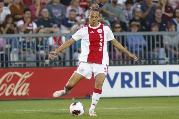 AMSTERDAM , 26-08-2026, Sportcomplex De Toekomst , Champions League Women , football , Third qualifying round 1st leg season 2026 2027 , match between Ajax and Real Madrid (women) , picture shows Ajax player Anna Knol Ajax - Real Madrid (women)  x206075989x Copyright: