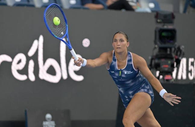 Monterrey Tennis Open Tournament Panna Udvardy of Hungary in action against Elise Mertens of Belgium during their match at the Monterrey Open tennis tournament in Monterrey, Mexico, 26 August 2026. MONTERREY Mexico  Copyright: xMiguelxSierrax