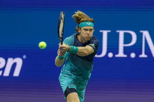 2026 US Open Mixed Doubles Championship semifinals Andrey Rublev of Russia in action while playing with Mirra Andreeva of Russia during the semifinal round of the Mixed Doubles Championship against Karolina Muchova and Jakub Mensik of Czechia at the Arthur Ashe Stadium in the USTA Billie Jean King National Tennis Center in Flushing Meadows, New York, USA, 26 August 2026. FLUSHING MEADOWS NEW YORK UNITED STATES  Copyright: xSARAHxYENESELx