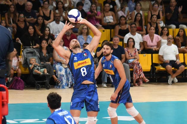 Italy v Germany - International Friendly, Länderspiel, Nationalmannschaft Match Riccardo Sbertoli of Italy spikes the ball during the international friendly match between Italy and Germany at PalaCalafiore in Reggio Calabria, Italy, on August 26, 2026. Reggio Calabria Italy  Copyright: xAndreaxRositox originalFilename:rosito-notitle260826_npKMC.jpg