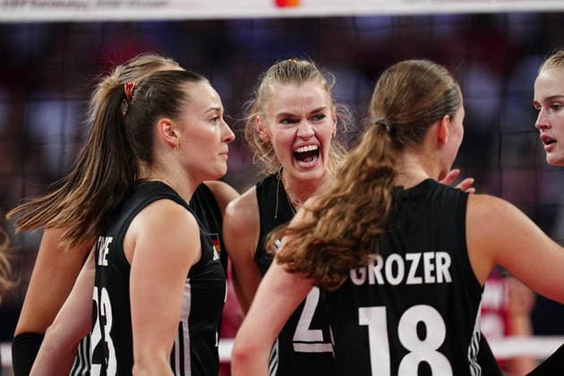 Turkiye v Germany - CEV Trendyol EuroVolley 2026 Camilla Weitzel of Germany celebrates a point during the CEV Trendyol EuroVolley 2026 Pool A match between Turkey and Germany at Sinan Erdem Sports Hall in Istanbul, Turkey, on August 26, 2026. Istanbul Istanbul Turkey  Copyright: xYagizxGurtugx originalFilename:gurtug-trkiyevg260826_npMjf.jpg
