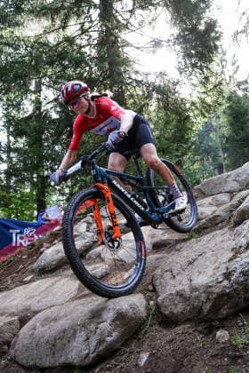 2026 UCI Mountain Bike World Championships Picture by Ed Sykes SWpix.com - 27 08 2026 - Cycling - 2026 UCI Mountain Bike World Championships - Val di Sole, Trentino, Italy - Cross-country Olympic (XCO) - Women Junior - Eliane Blais (Canada) Copyright: x xSWpix.comx(t axPhotographyxHubxLtd)xEdxSykes SWpix.comx SWP-3030-19742