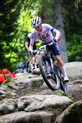 2026 UCI Mountain Bike World Championships Picture by Ed Sykes SWpix.com - 27 08 2026 - Cycling - 2026 UCI Mountain Bike World Championships - Val di Sole, Trentino, Italy - Cross-country Olympic (XCO) - Men Junior - Myles Perry (USA) Copyright: x xSWpix.comx(t axPhotographyxHubxLtd)xEdxSykes SWpix.comx SWP-3030-19857