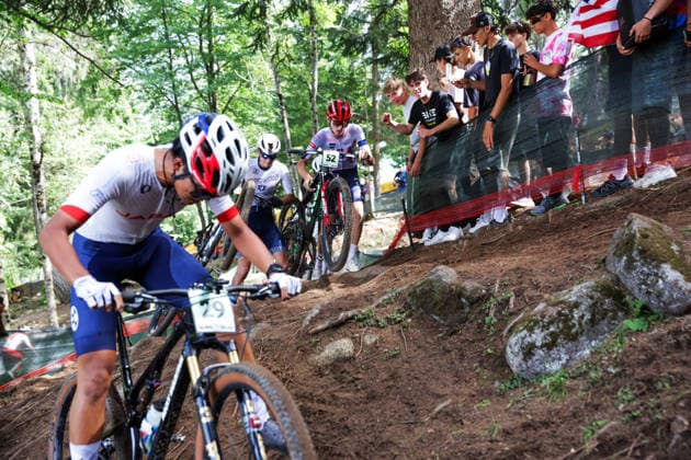 2026 UCI Mountain Bike World Championships Picture by Ed Sykes SWpix.com - 27 08 2026 - Cycling - 2026 UCI Mountain Bike World Championships - Val di Sole, Trentino, Italy - Cross-country Olympic (XCO) - Men Junior - Thomas Agnew (USA) Copyright: x xSWpix.comx(t axPhotographyxHubxLtd)xEdxSykes SWpix.comx SWP-3030-19881