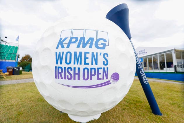 RECORD DATE NOT STATED 27th August 2026; The K Club, Straffan, County Kildare, Ireland: KPMG Womens Irish Open Golf, Round One; Branding for the tournament PeterxFitzpatrick