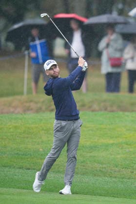 SUTTON COLDFIELD, ENGLAND - AUG 27: Daniel Gavins (ENG) plays from the first fairway during Round 1 at the 2026 Husqvarna British Masters at The Belfry, Sutton Coalfield on August 27, 2026 in Warwickshire, England The 2026 Husqvarna British Masters
