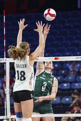 Poland v Germany - CEV EuroVolley 2026 ISTANBUL, TURKIYE - AUGUST 27: Magdalena Stysiak (3) of Poland in action against Leana Grozer (18) of Germany during the CEV EuroVolley 2026 Women Group A match between Poland and Germany at Sinan Erdem Dome in Istanbul, Turkiye on August 27, 2026. Agit Erdi Ulukaya Anadolu Istanbul Turkey. Editorial use only. Please get in touch for any other usage.  Copyright: x2026xAnadoluxAgitxErdixUlukayax