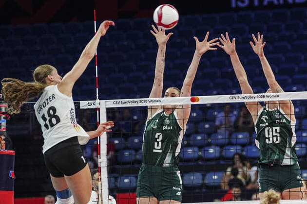 Poland v Germany - CEV EuroVolley 2026 ISTANBUL, TURKIYE - AUGUST 27: Magdalena Stysiak (3) of Poland in action against Leana Grozer (18) of Germany during the CEV EuroVolley 2026 Women Group A match between Poland and Germany at Sinan Erdem Dome in Istanbul, Turkiye on August 27, 2026. Agit Erdi Ulukaya Anadolu Istanbul Turkey. Editorial use only. Please get in touch for any other usage.  Copyright: x2026xAnadoluxAgitxErdixUlukayax