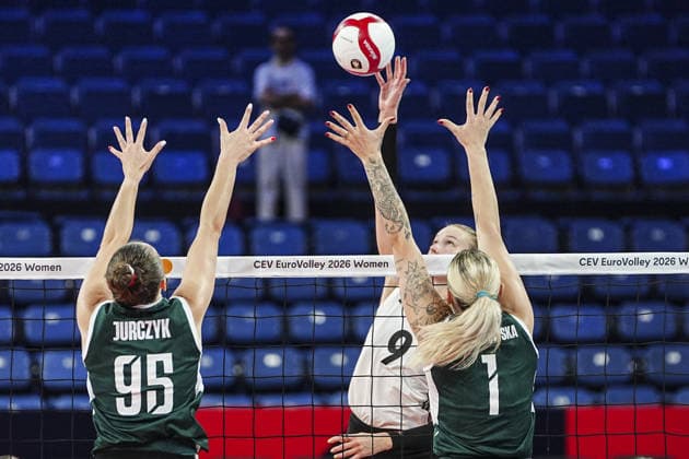 Poland v Germany - CEV EuroVolley 2026 ISTANBUL, TURKIYE - AUGUST 27: Julia Szczurowska (1) of Poland in action against Lina Alsmeier (9) of Germany during the CEV EuroVolley 2026 Women Group A match between Poland and Germany at Sinan Erdem Dome in Istanbul, Turkiye on August 27, 2026. Agit Erdi Ulukaya Anadolu Istanbul Turkey. Editorial use only. Please get in touch for any other usage.  Copyright: x2026xAnadoluxAgitxErdixUlukayax