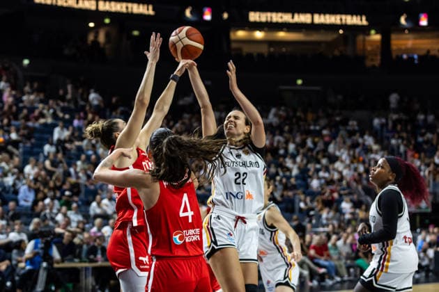 27.08.2026, GER, Testspiel, FIBA Women™s Basketball World Cup 2026 Köln, Deutschland-Türkei Emily Bessior (Deutschland, 22) Köln LANXESS arena Nordrhein-Westfalen Deutschland