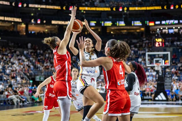Basketball Köln 27.08.2026 Freundschaftsspiel Testspiel Deutschland (GER) - Türkei (TUR) Emily Bessoir (Deutschland, No.22)