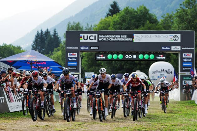 2026 UCI Mountain Bike World Championships Picture by Alex Whitehead SWpix.com - 27 08 2026 - Cycling - 2026 UCI Mountain Bike World Championships - Val di Sole, Trentino, Italy - Cross-country Short Track (XCO) - Women Elite - Sina Frei (Switzerland), Savilia Blunk (USA), Ronja Blochlinger (Switzerland), Laura Stigger (Austria) Copyright: x xSWpix.comx(t axPhotographyxHubxLtd)xAlexxWhitehead SWpix.comx SWP-3030-20101