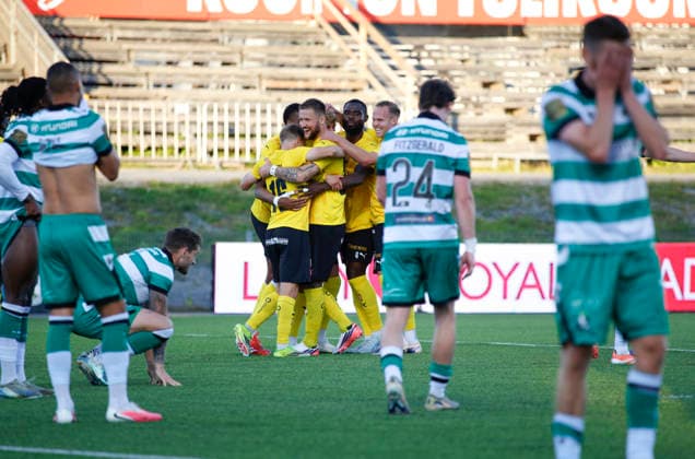LKS 20260827 KuPS celebrates their 1-0 goal of Tommi Jyry 16 during the football UEFA Conference League match KuPS vs. Shamrock Rovers in Kuopio, Finland on August 27, 2026. - MATIAS HONKAMAA Kuopio Finland _c-UmO2NEt0  Copyright: xMatiasxHonkamaax _c-UmO2NEt0