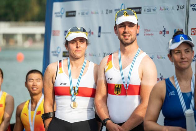 Amsterdam The Netherlands 27th August 2026 2026 World Rowing Championships on the Bosbaan in Amsterdam PR2 Mixed Double Sculls Final A (Final) B Jasmina Bier S Paul Umbach (GER) win gold watersport,