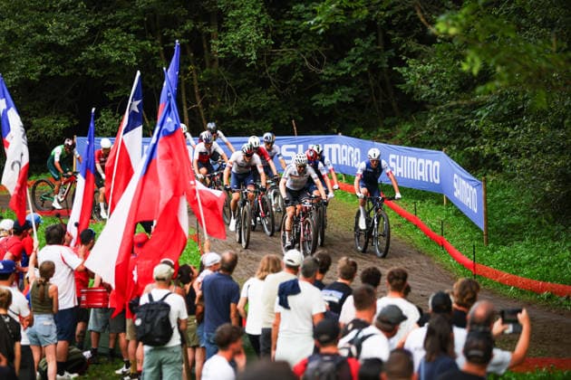 2026 UCI Mountain Bike World Championships Picture by Ed Sykes SWpix.com - 27 08 2026 - Cycling - 2026 UCI Mountain Bike World Championships - Val di Sole, Trentino, Italy - Cross-country Short Track (XCC) - Men Elite - Mathis Azzaro (France), Luca Schwarzbauer (Germany) Copyright: x xSWpix.comx(t axPhotographyxHubxLtd)xEdxSykes SWpix.comx SWP-3030-20187