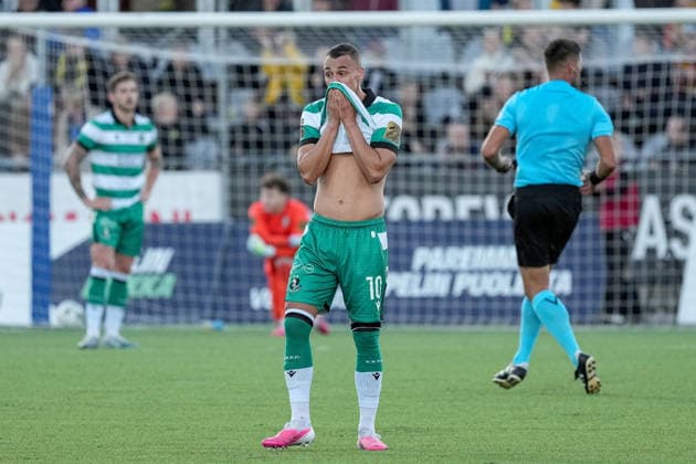 UEFA Europa Conference League Play-off Second Leg, VÄRE Areena, Kuopio, Finland 27 8 2026 KuPS vs Shamrock Rovers Shamrock Rovers Graham Burke dejected Graham Burke dejected 27 8 2026  Copyright: xx PM107535