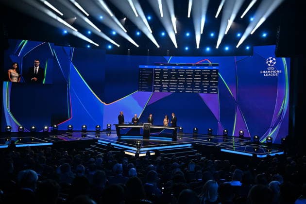 UEFA Champions League 2026 27 league phase draw in Monaco MONACO - AUGUST 27: A view of the draw ceremony for the league phase of the 2026-2027 UEFA Champions League football tournament at the Grimaldi Forum in the Principality of Monaco on August 27, 2026. Mustafa Yalcin Anadolu Monaco Monaco. Editorial use only. Please get in touch for any other usage. Copyright: x2026xAnadoluxMustafaxYalcinx