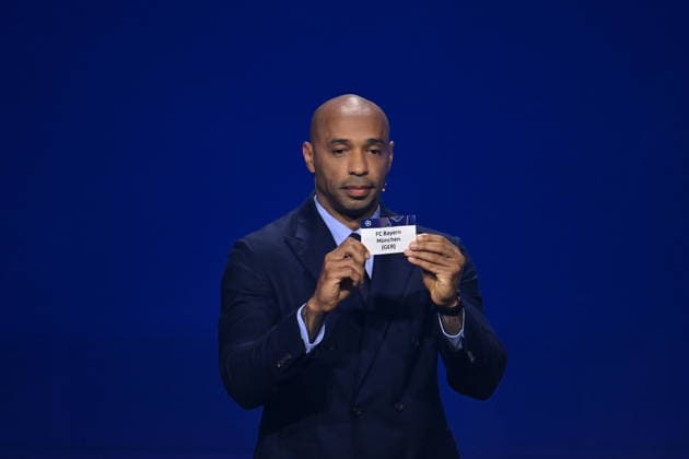 UEFA Champions League 2026 27 league phase draw in Monaco MONACO - AUGUST 27: French former football player Thierry Henry shows the paper slip of FC Bayern Munchen (GER) during the draw ceremony for the league phase of the 2026-2027 UEFA Champions League football tournament at the Grimaldi Forum in the Principality of Monaco on August 27, 2026. Mustafa Yalcin Anadolu Monaco Monaco. Editorial use only. Please get in touch for any other usage.  Copyright: x2026xAnadoluxMustafaxYalcinx