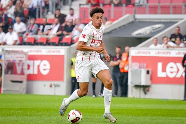 Deutschland: UEFA Conference-League-Qualifikation SC Freiburg vs FC Motherwell - Playoffs 2026 2027, Europa-Park Stadion (Freiburg): Derry Scherhant (SC Freiburg, 7) Tor und Torschuss zum 1:0 Copyright: xJOERANxSTEINSIEKx