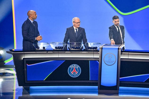 Thierry Henry, Giorgio Marchetti et David Villa lors du tirage au sort de la phase de ligue de l’édition 2026-2027 de la Ligue des champions au Grimaldi Forum de Monaco, le 27 août 2026. Bruno Bebert Bestimage Photocallt ahead of the draw at Grimaldi Forum on August 27, 2026 in Monaco. Monaco Monaco  Copyright: xBrunoxBebertx xBestimagexBrunoxBebertx xBestimagex