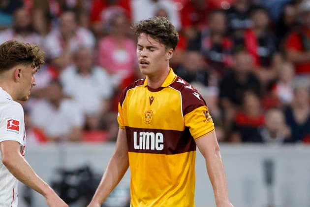 Jake Girdwood-Reich (Motherwell FC, 03) , Deutschland, Fussball, UEFA Conference League, Play-offs, 2026 2027, SC Freiburg vs. Motherwell FC, 27.08.2026, Freiburg im Breisgau Europa-Park Stadion Deutschland Copyright: xGrantxHubbsx