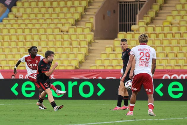 AS Monaco v Gornik Zabre - UEFA Conference League - Season 2026-2027 Monaco, Monaco, 27th August 2026. Mamadou Coulibaly of AS Monaco scores to give the hosts a 2-0 lead during the AS Monaco vs Gornik Zabre UEFA Conference League match at Stade Louis II, Monaco. Picture credit should read: Jonathan Moscrop Monaco Stade Louis II Monaco