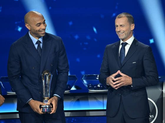 UEFA Champions League 2026 27 league phase draw in Monaco MONACO, MONACO - AUGUST 27: Former football player Thierry Henry (L) receives The UEFA President s Award from UEFA President Aleksander Ceferin (R) during the draw ceremony for the league phase of the 2026-2027 UEFA Champions League football tournament at the Grimaldi Forum in Monaco. on August 27, 2026. Mustafa Yalcin Anadolu Monaco Monaco. Editorial use only. Please get in touch for any other usage.  Copyright: x2026xAnadoluxMustafaxYalcinx