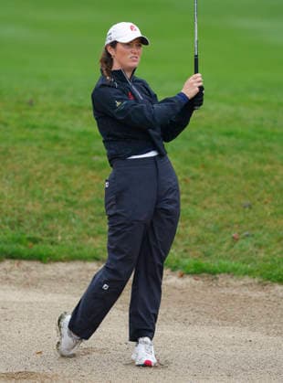 RECORD DATE NOT STATED 27th August 2026; The K Club, Straffan, County Kildare, Ireland: KPMG Womens Irish Open Golf, Round One; Aine Donegan of Ireland plays her second shot from the 9th fairway bunker PeterxFitzpatrick