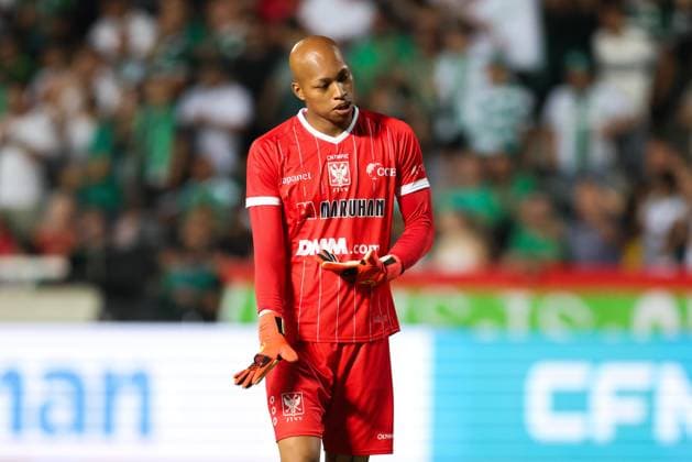 STVV s goalkeeper Leo Kokubo looks dejected during a soccer game between Cypriot AC Omonia Nicosia and Belgian soccer team Sint-Truidense V.V., Thursday 27 August 2026 in Nicosie, Cyprus, on the return leg of the play-off round for the UEFA Europa League league phase. STVV won the first leg 1-0. BRUNOxFAHY  x184504517x