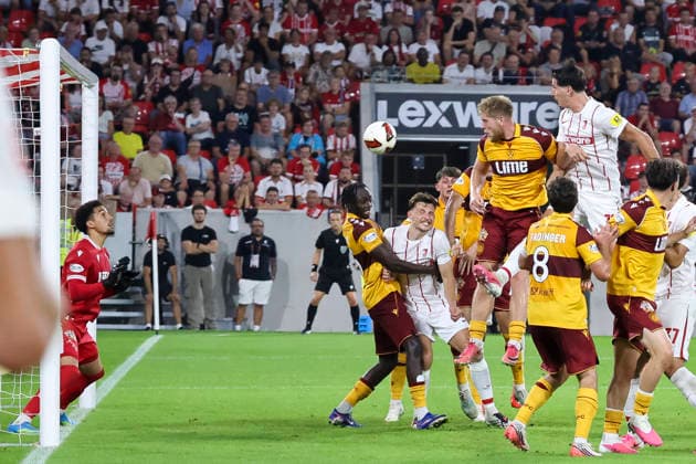2:1 Tor fuer SC Freiburg durch Igor Matanovic (SC Freiburg, 31) , Deutschland, Fussball, UEFA Conference League, Play-offs, 2026 2027, SC Freiburg vs. Motherwell FC, 27.08.2026, Freiburg im Breisgau Europa-Park Stadion Deutschland Copyright: xGrantxHubbsx