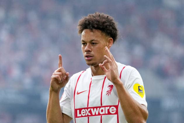Derry Scherhant (SC Freiburg, 07) Torjubel, Emotionen, Torschuss, Abschluss, Torerfolg, Tor, Treffer , Deutschland, Fussball, UEFA Conference League, Play-offs, Rückspiel, 2026 2027, SC Freiburg vs. Motherwell FC, 27.08.2026, Europa-Park Stadion, Freiburg Freiburg Europa-Park Stadion Baden-Württemberg Deutschland Copyright: xArnexAmbergx
