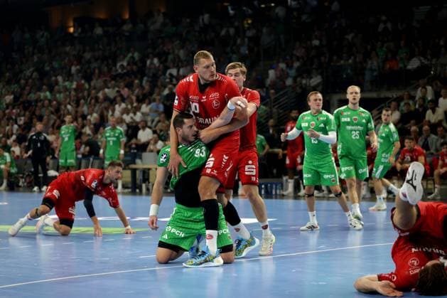 RECORD DATE NOT STATED Handball, 1. Handball-Bundesliga, Füchse Berlin - MT Melsungen (27.08.2026, Max-Schmeling-Halle, Berlin): Zweikampf - 93, Mijajlo Marsenić & 32, Kristof Palasics Handball, 1. Handball-Bundesliga, Füchse Berlin - MT Melsungen (27.08.2026, Max-Schmeling-Halle, Berlin): Zweikampf - 93, Mijajlo Marsenić & 32, Kristof Palasics Copyright: xBEAUTIFULxSPORTS E.Schneiderx