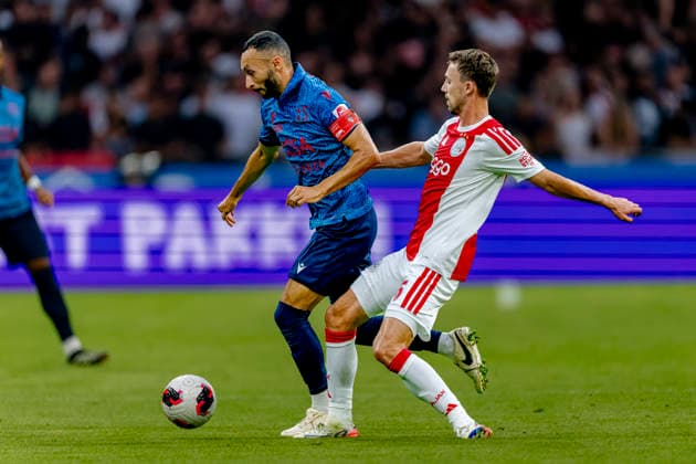 AMSTERDAM FC Sion midfielder Ali Kabacalman and AFC Ajax Amsterdam midfielder Youri Regeer during the UEFA Conference League at the Johan Cruijff ArenA on 27 August 2026 in Amsterdam, the Netherlands. (Photo by DeFodi Images) -