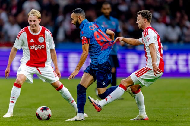 AMSTERDAM FC Sion midfielder Ali Kabacalman and AFC Ajax Amsterdam midfielder Youri Regeer during the UEFA Conference League at the Johan Cruijff ArenA on 27 August 2026 in Amsterdam, the Netherlands. (Photo by DeFodi Images) -