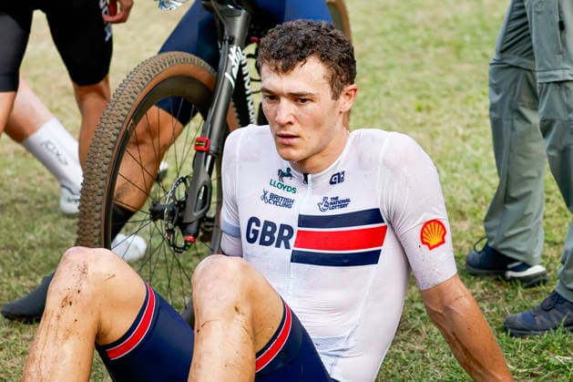 TRENTO, ITALY - AUGUST 27: Charlie Aldridge from Great Britain disappointed after the race during the Uci Mountainbike World Championship, WM, Weltmeisterschaft - Men Elite Cross-County Short Track World Championships at Val di Sole on August 27, 2026 in Trento, Italy. Copyright: xJustPictures.ch FrancescoxMinghettix jp-en-EuSpIm-JP6_FRM_UCIWC_MenShort_27_Aug_00017