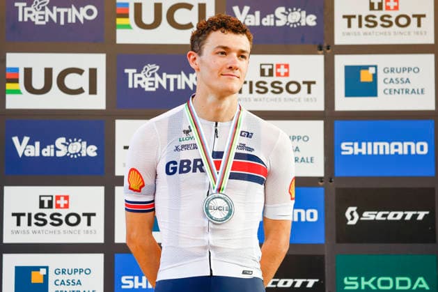 TRENTO, ITALY - AUGUST 27: Charlie Aldridge from Great Britain won the silver medal during the Uci Mountainbike World Championship, WM, Weltmeisterschaft - Men Elite Cross-County Short Track World Championships at Val di Sole on August 27, 2026 in Trento, Italy. Copyright: xJustPictures.ch FrancescoxMinghettix jp-en-EuSpIm-_NG_0324
